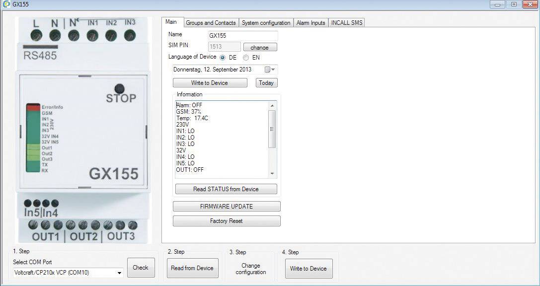 C-Control GX155 GSM Modul 110 V/AC, 230 V/AC Funktion (GSM): Alarmieren, Schalten