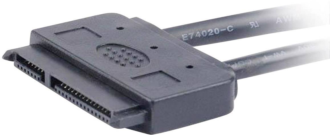 Ein SATA-Kabel mit zwei Anschlüssen, das zum Verbinden von internen Laufwerken mit einem Computer verwendet wird.