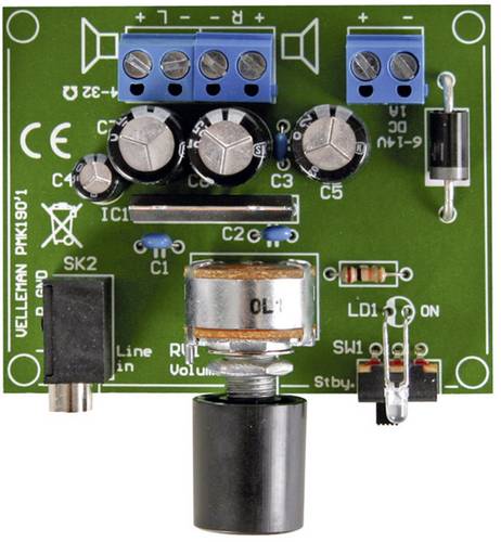 Velleman MK190 Verstärker Bausatz 6 V/DC, 9 V/DC, 12 V/DC