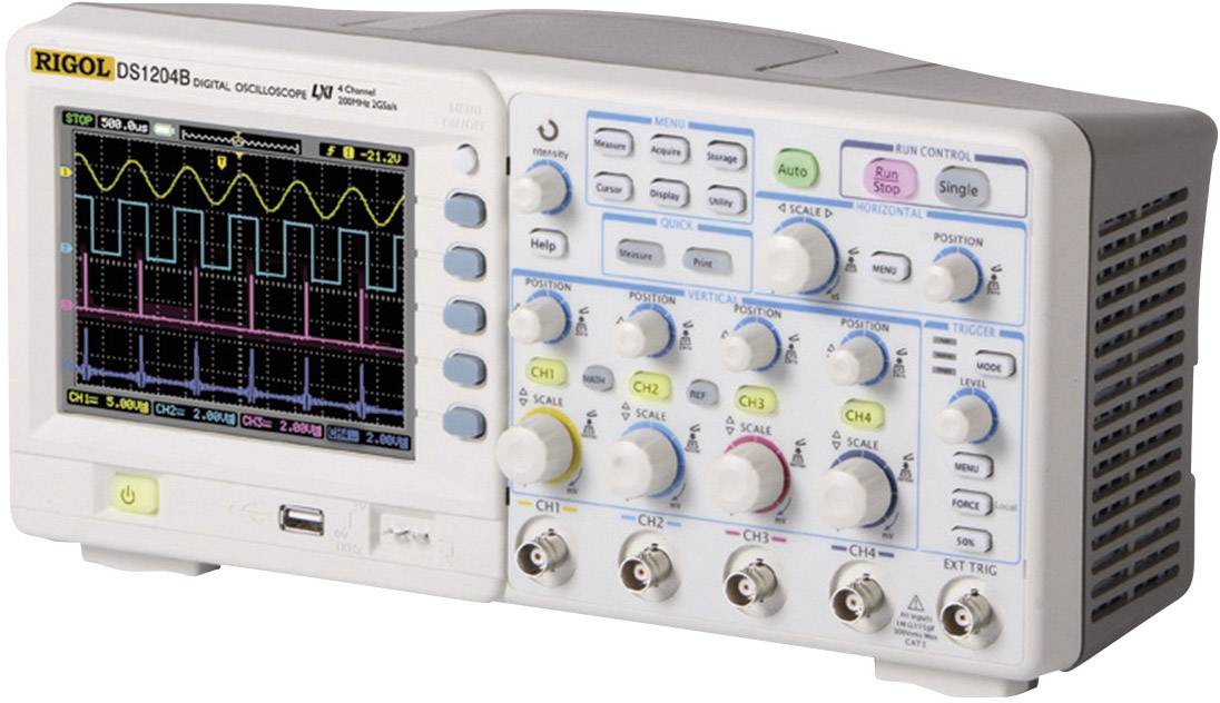 Rigol DS1204B Digital-Oszilloskop 200MHz 4-Kanal 1 GSa/s 8 kpts 8 Bit Digital-Speicher (DSO)