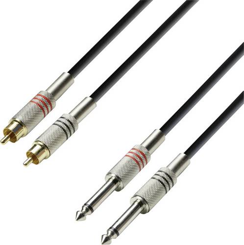 Adam Hall K3TPC0300 Audio Adapterkabel [2x Cinch-Stecker - 2x Klinkenstecker 6.35 mm] 3.00 m Schwar