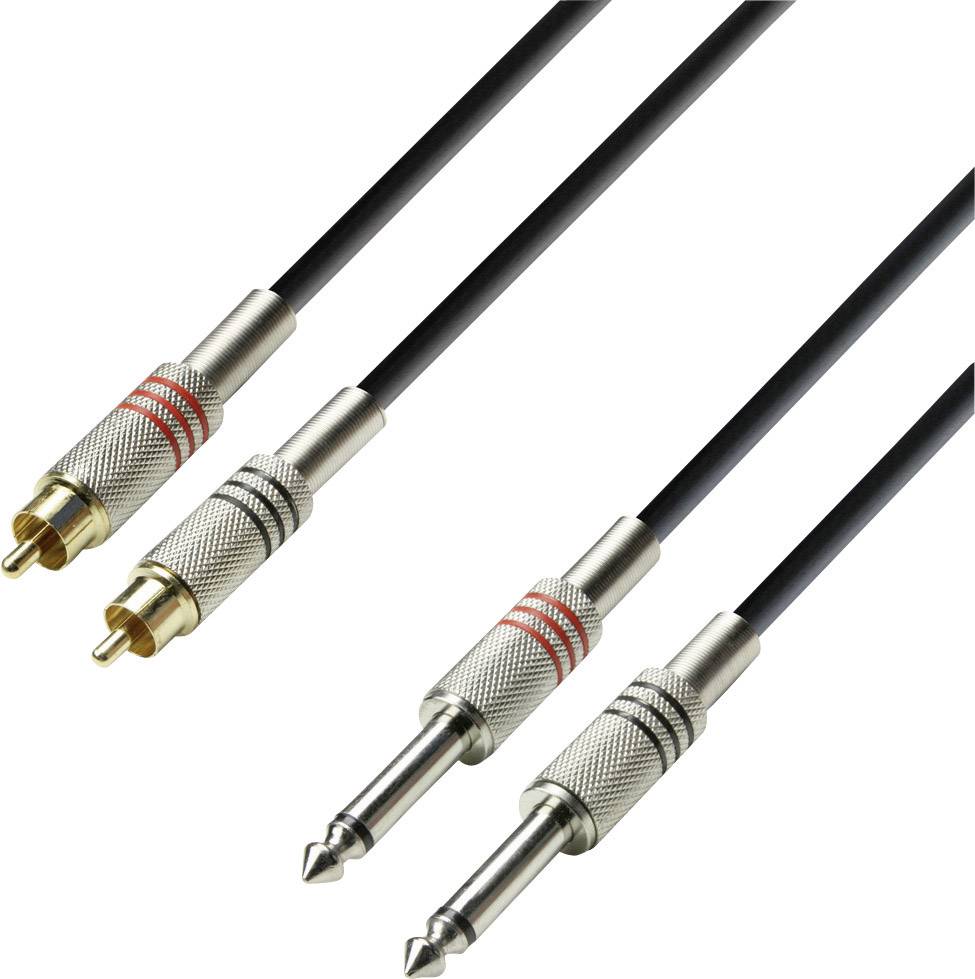 Adam Hall K3TPC0300 Audio Adapterkabel [2x Cinch-Stecker - 2x Klinkenstecker 6.35 mm] 3.00m Schwarz