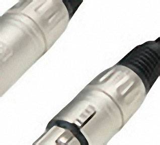 Zwei silberne Mikrofonkabelstecker mit schwarzen Kunststoffenden auf weißem Hintergrund.