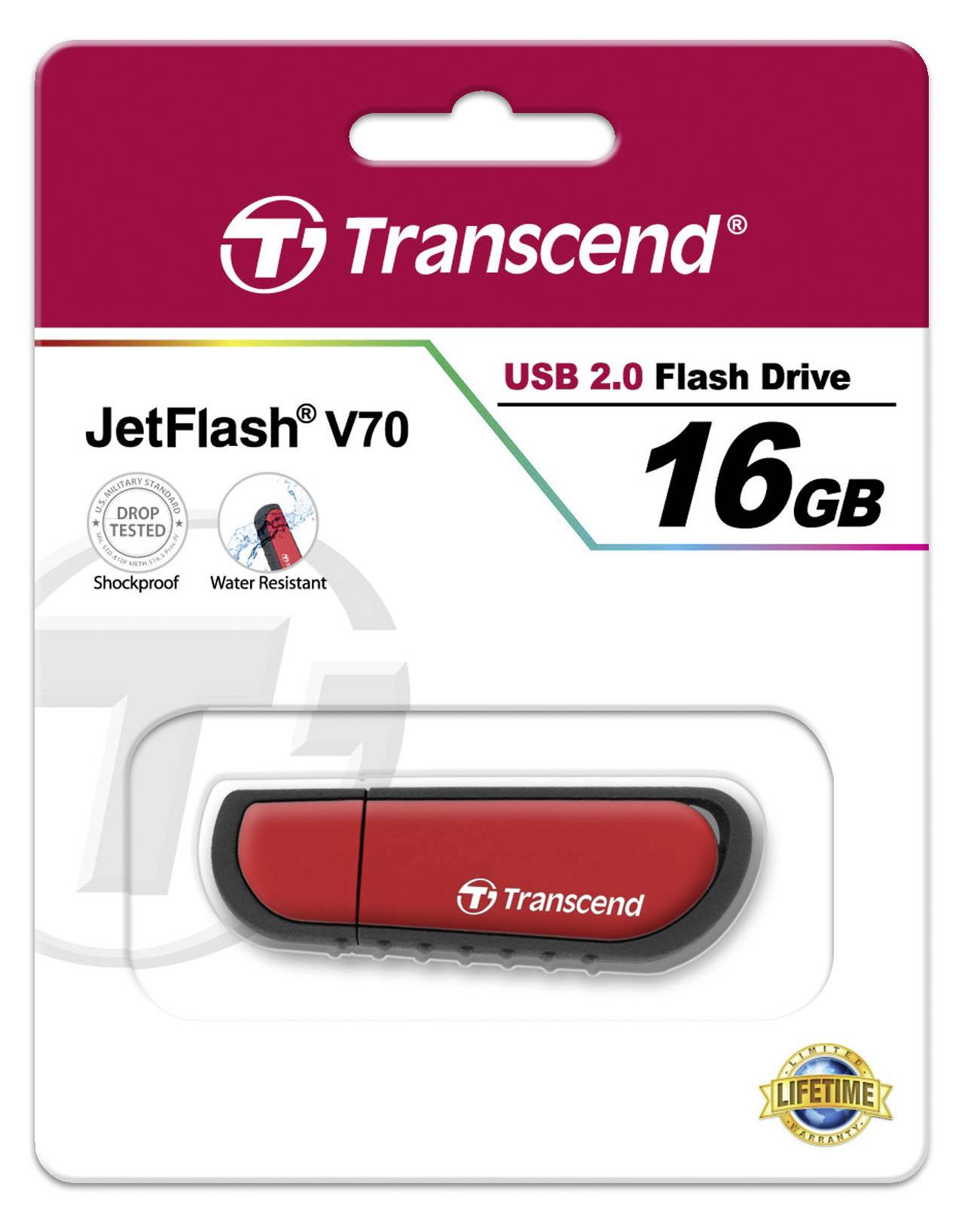 Transcend JetFlash® V70 USB-Stick 16 GB Rot TS16GJFV70 USB-A (USB 2.0)