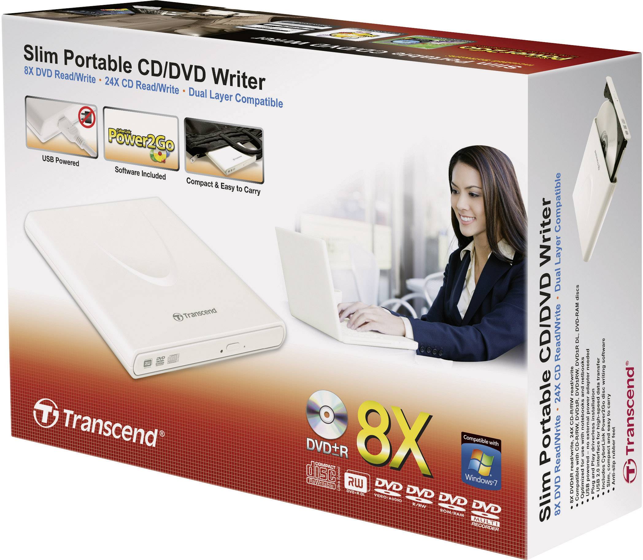 Transcend TS8XDVDRW-W DVD-Brenner Extern Retail USB 2.0 Weiß