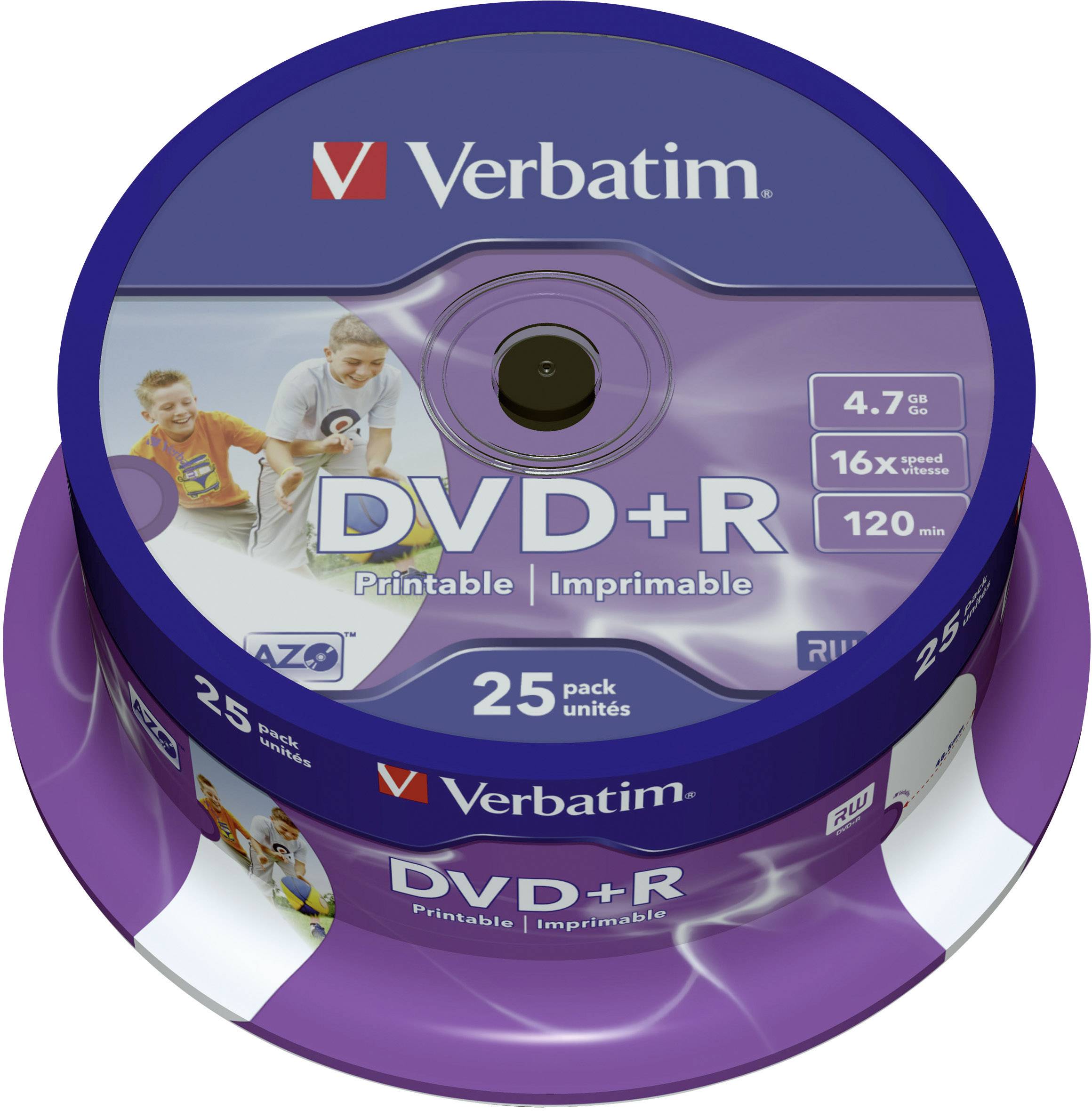 Verbatim 43539 DVD+R Rohling 4.7 GB 25 St. Spindel Bedruckbar