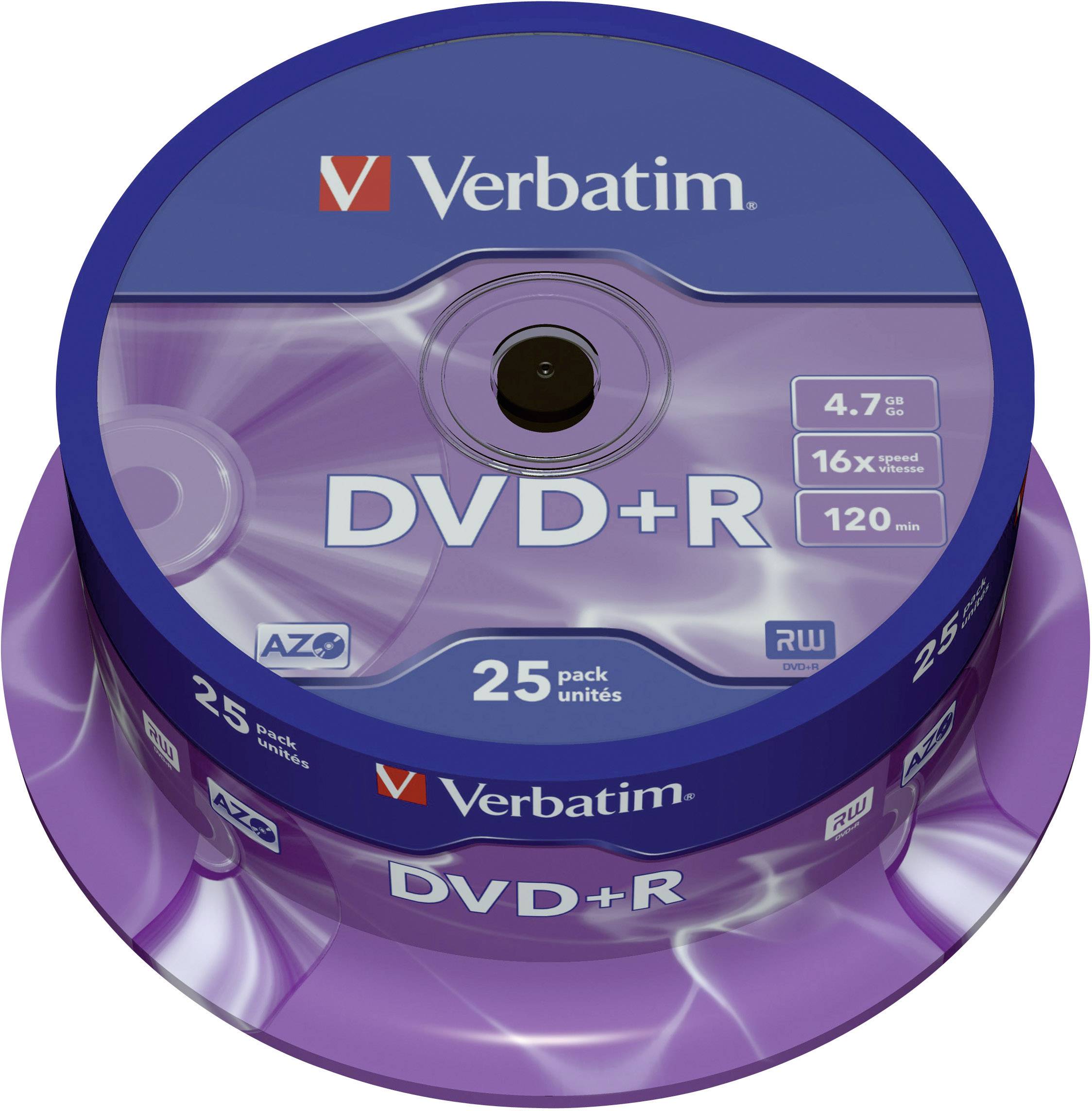 Verbatim DVD+R 43500 16x 4,7GB 120Min. Spindel 25 St./Pack.