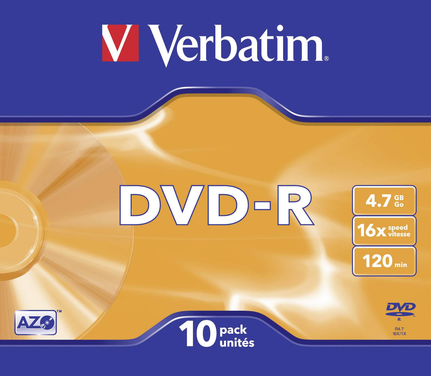 Verbatim 43655 DVD-R Rohling 4.7 GB 10 St. Slimcase