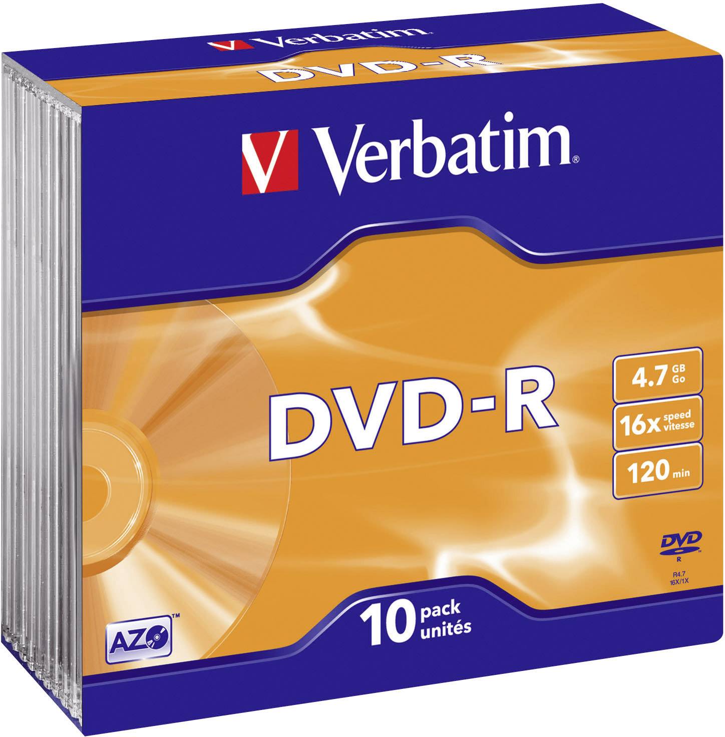 Verbatim 43655 DVD-R Rohling 4.7 GB 10 St. Slimcase