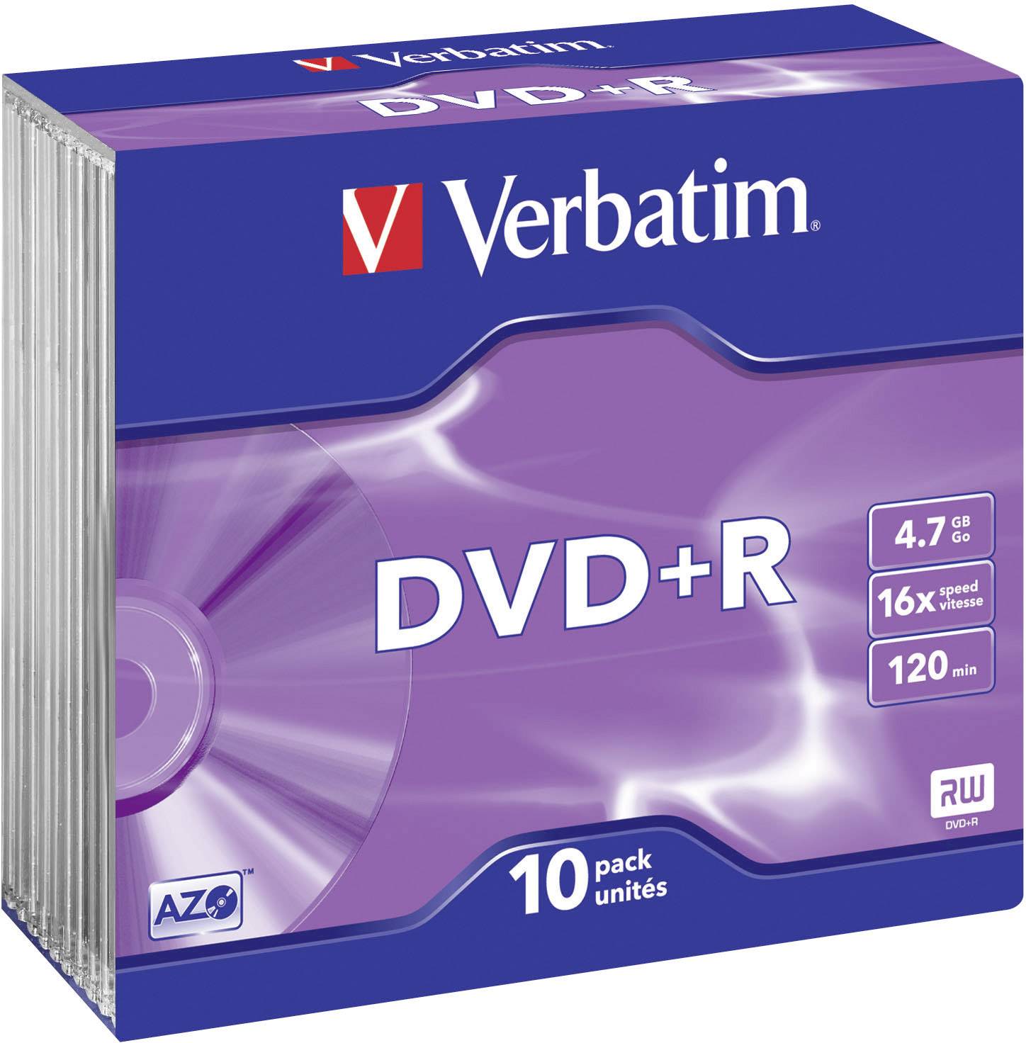 VERBATIM DVD+R 4,7GB 16X 10ER SLIMCASE