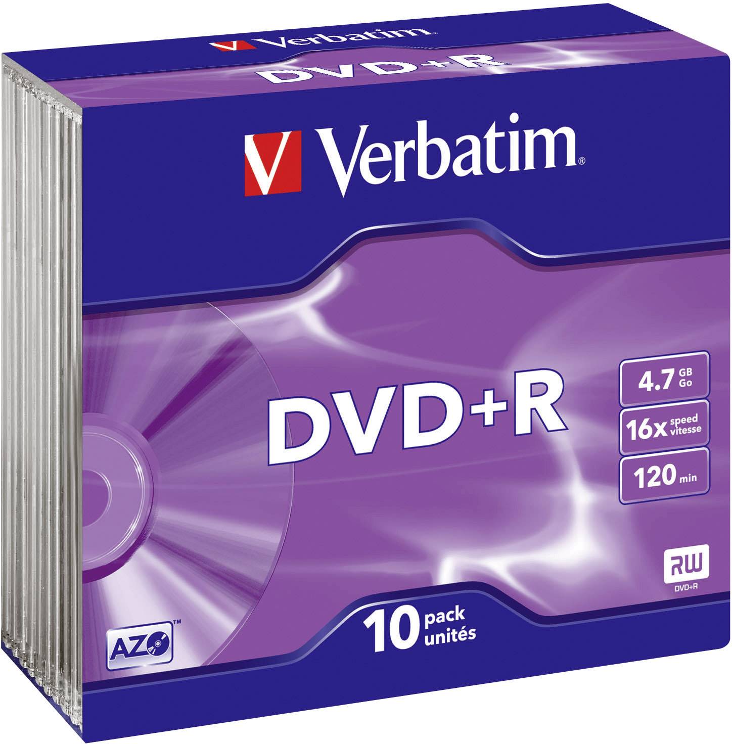 VERBATIM DVD+R 4,7GB 16X 10ER SLIMCASE