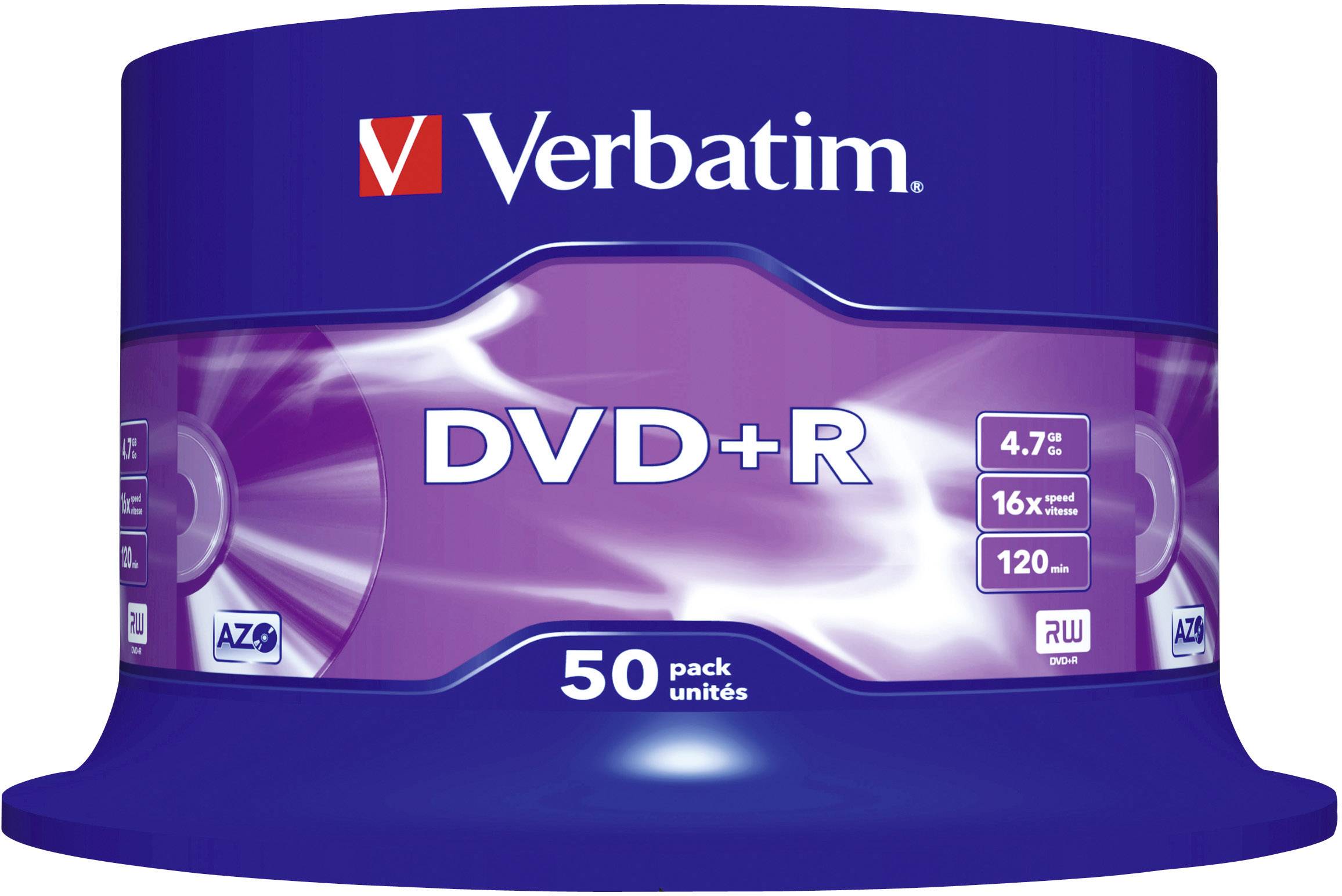 Verbatim 43550 DVD+R Rohling 4.7GB 50 St. Spindel