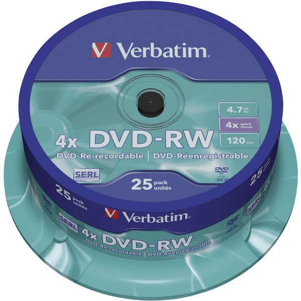 Verbatim 43639 DVD-RW Rohling 4.7GB 25 St. Spindel Wiederbeschreibbar