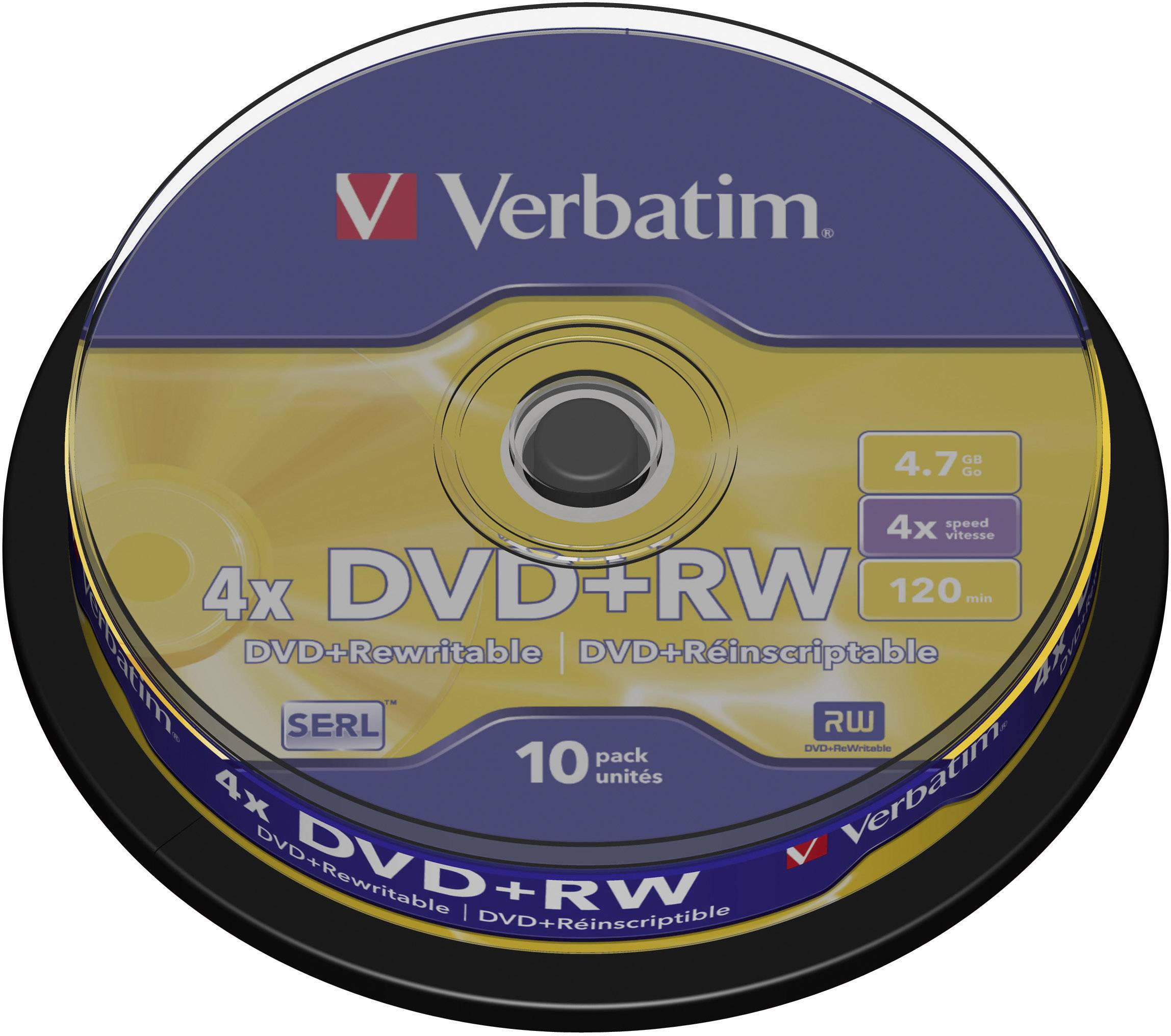 Verbatim 43488 DVD+RW Rohling 4.7GB 10 St. Spindel Wiederbeschreibbar
