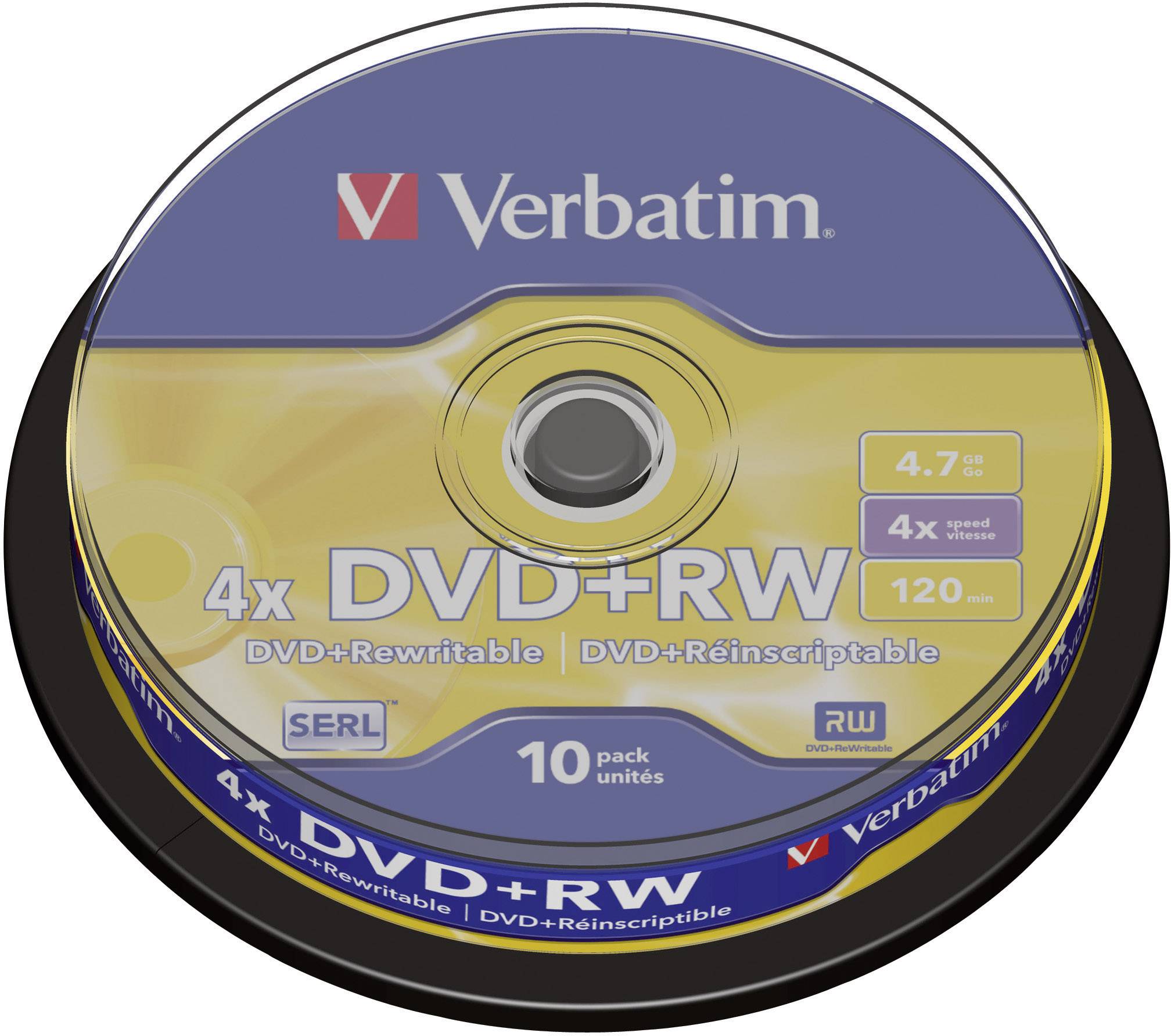 Verbatim 43488 DVD+RW Rohling 4.7GB 10 St. Spindel Wiederbeschreibbar