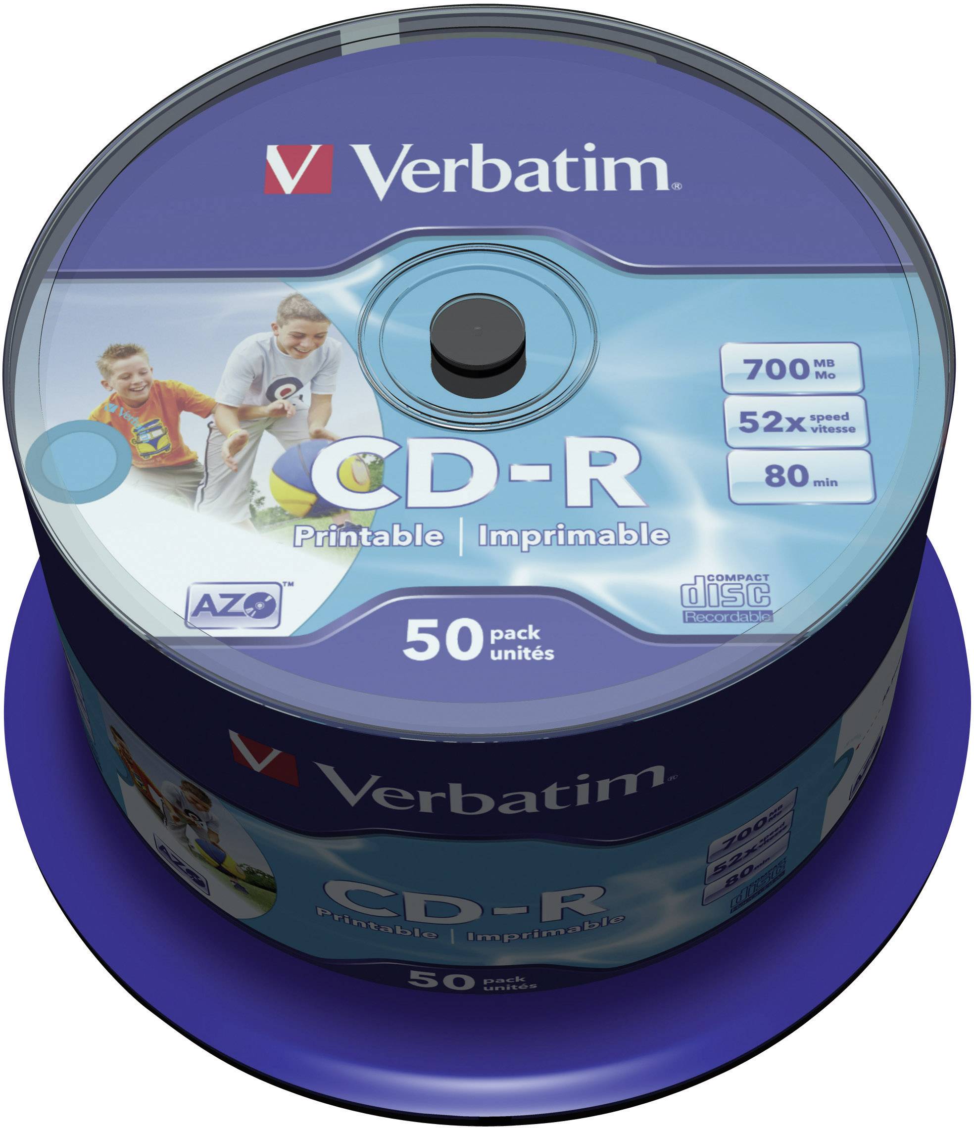 Verbatim 43309 CD-R 80 Rohling 700 MB 50 St. Spindel Bedruckbar
