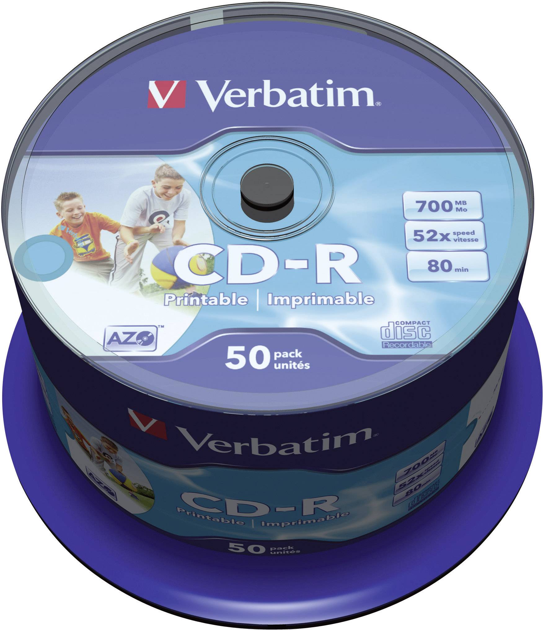 Verbatim 43309 CD-R 80 Rohling 700 MB 50 St. Spindel Bedruckbar