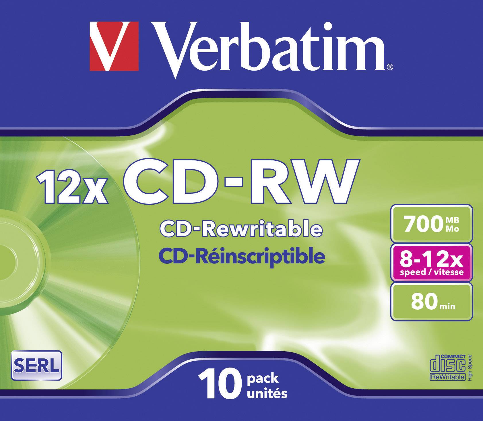 Verbatim 43148 CD-RW Rohling 700 MB 10 St. Jewelcase Wiederbeschreibbar ...