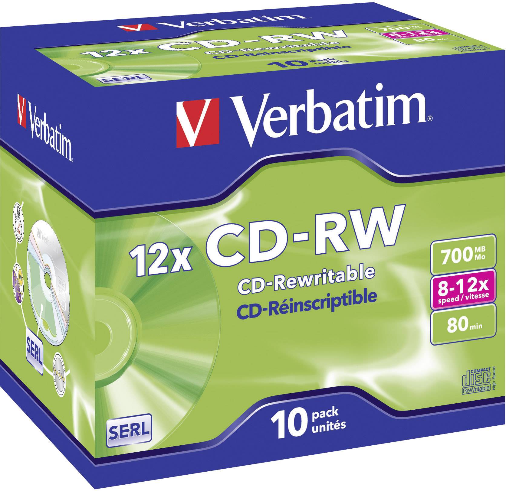 Verbatim 43148 CD-RW Rohling 700 MB 10 St. Jewelcase Wiederbeschreibbar