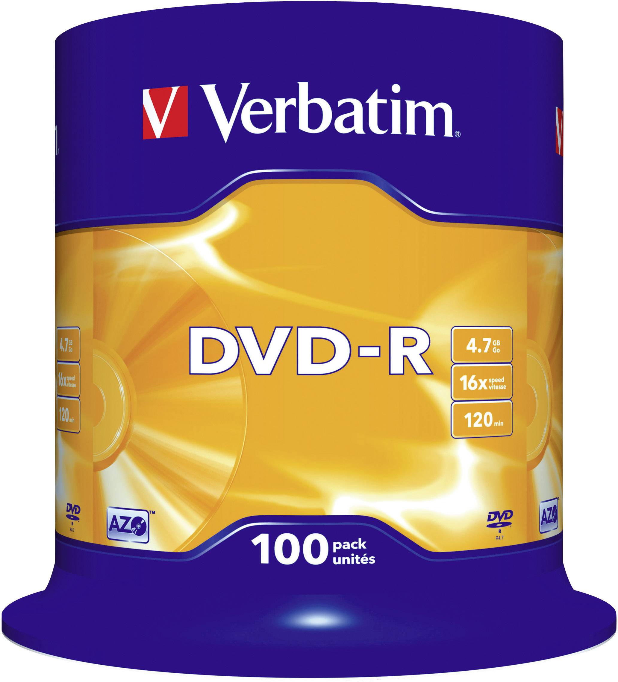 Verbatim 43549 DVD-R Rohling 4.7 GB 100 St. Spindel