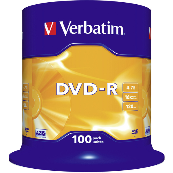 Verbatim 43549 DVD-R Rohling 4.7GB 100 St. Spindel