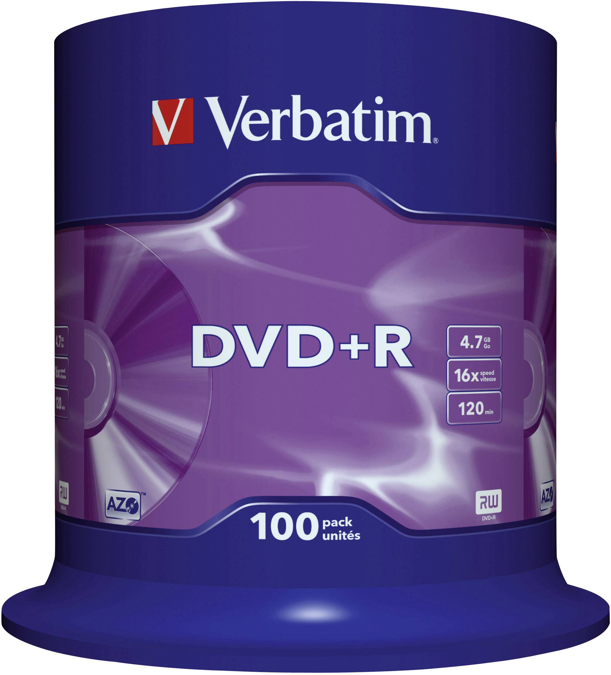 Verbatim 43551 DVD+R Rohling 4.7GB 100 St. Spindel