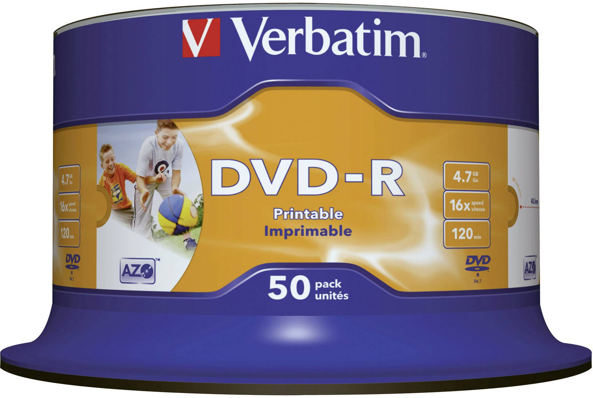 Verbatim 43649 DVD-R Rohling 4.7 GB 50 St. Spindel Bedruckbar