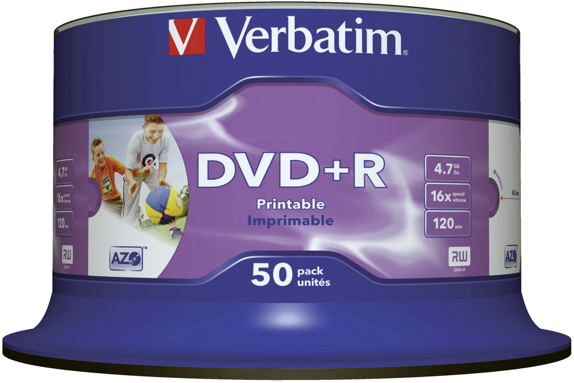 Verbatim 43651 DVD+R Rohling 4.7 GB 50 St. Spindel Bedruckbar