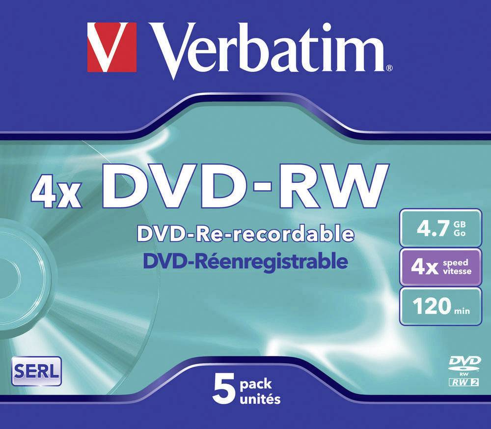 Verbatim 43285 DVD-RW Rohling 4.7 GB 5 St. Jewelcase Wiederbeschreibbar