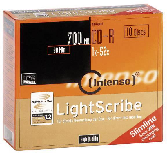 Intenso 1701622 CD-R 80 Rohling 700 MB 10 St. Slimcase LightScribe