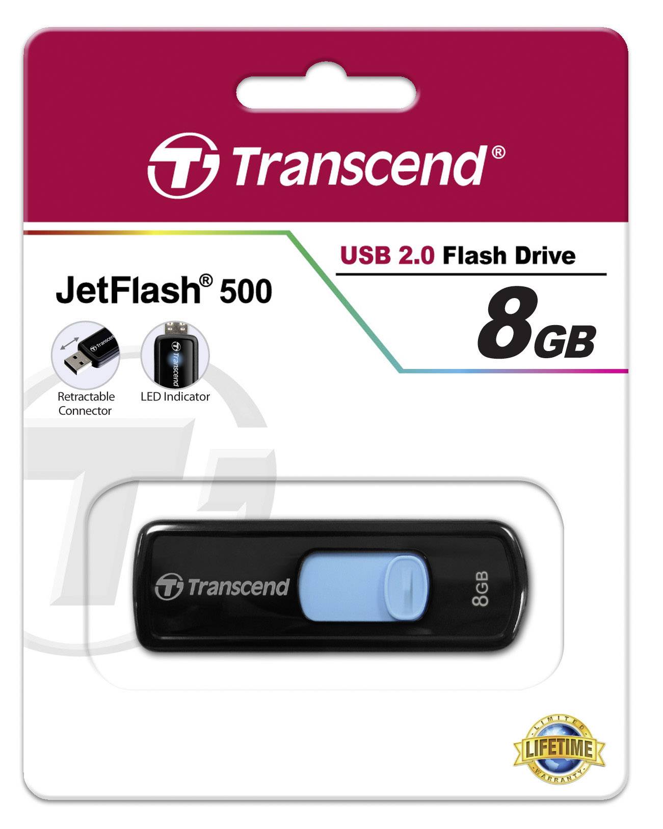 Transcend JetFlash® 500 USB-Stick 8GB Türkis TS8GJF500 USB 2.0