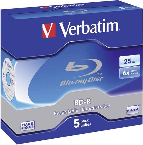 Verbatim 43715 Blu-ray BD-R Rohling 25 GB 5 St. Jewelcase