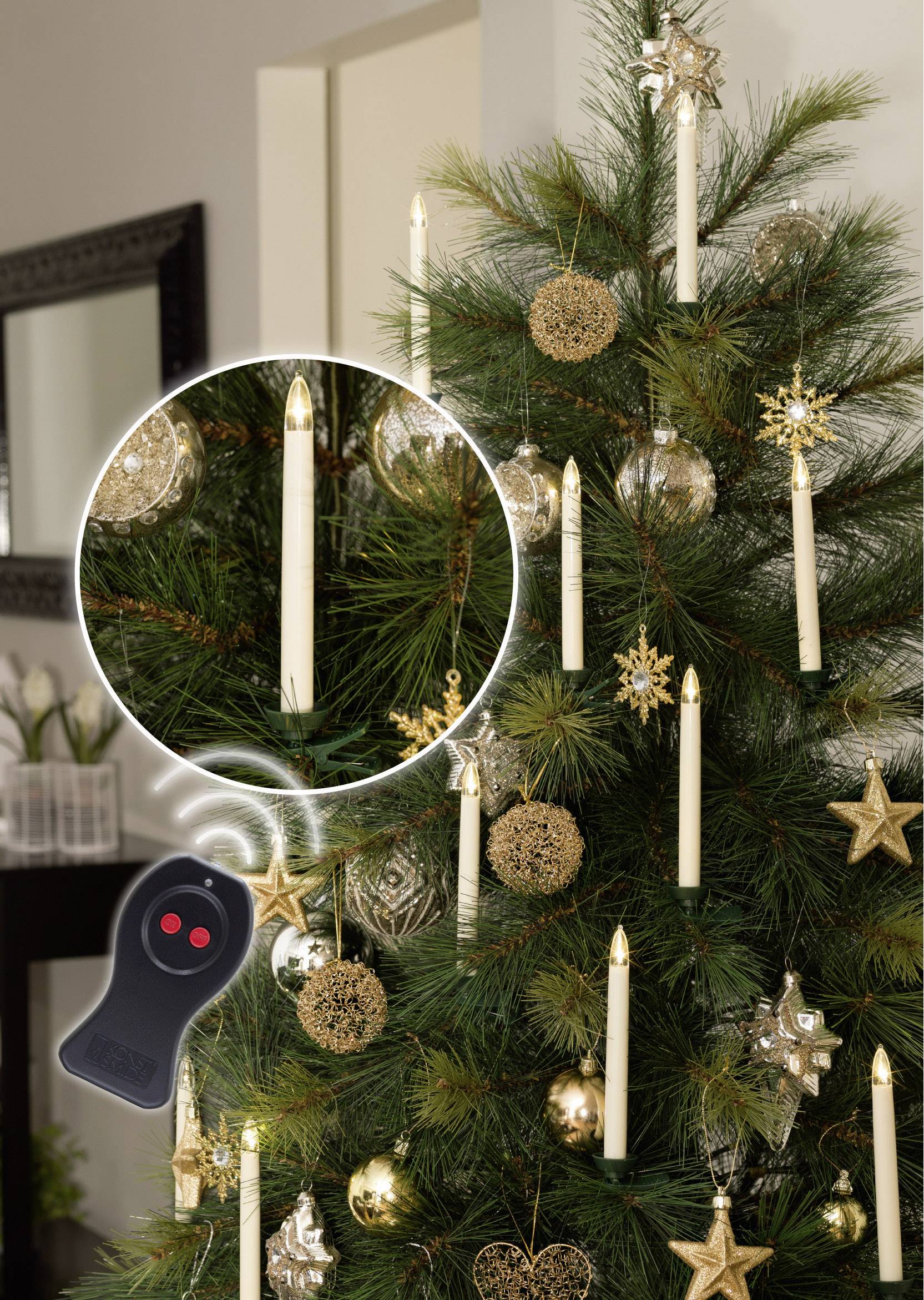 Konstsmide 1920-100 LED-Kerze 10er Set Warmweiß (B x H) 4.9cm x 18cm