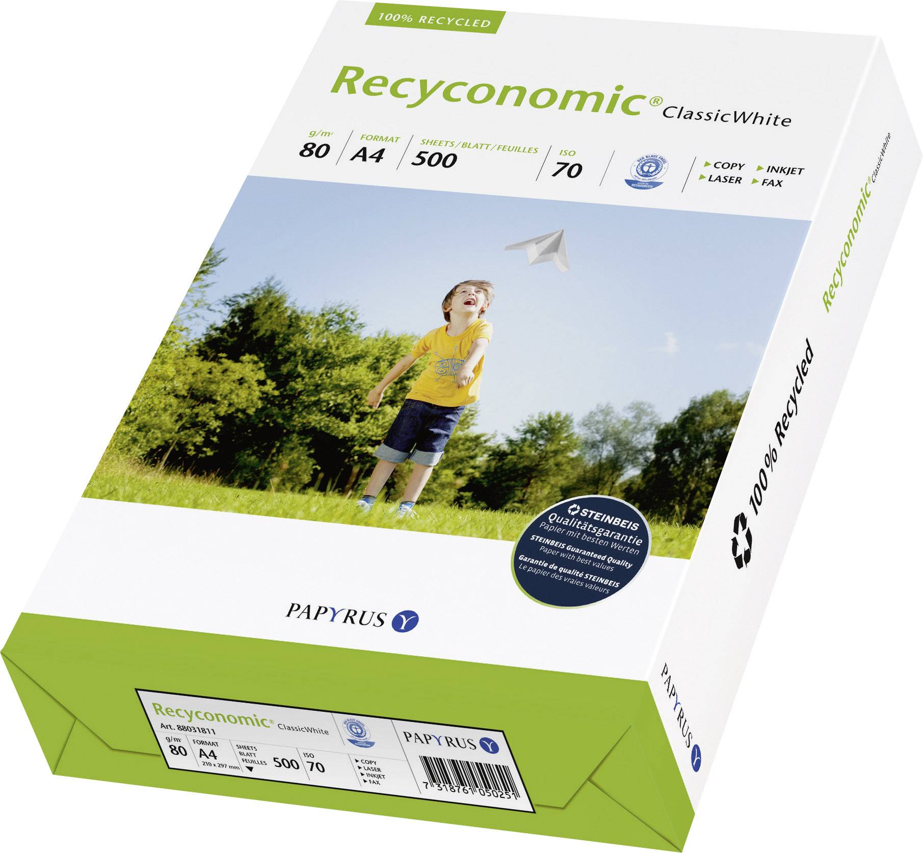 Papyrus Recyconomic Classic White 88031811 Recycling Druckerpapier DIN A4 80 g/m² 500 Blatt