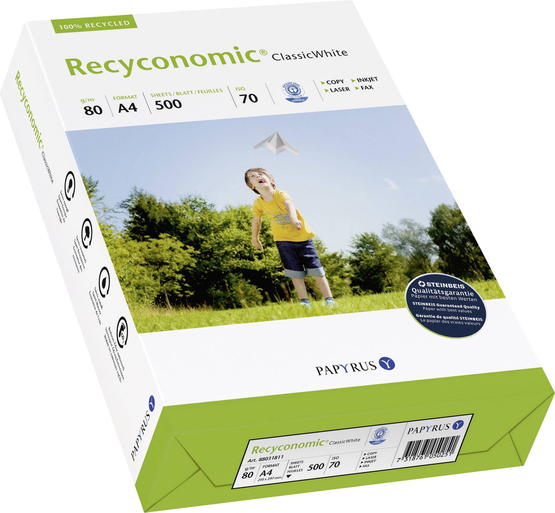 Papyrus Recyconomic Classic White 88031811 Recycling Druckerpapier DIN A4 80 g/m² 500 Blatt