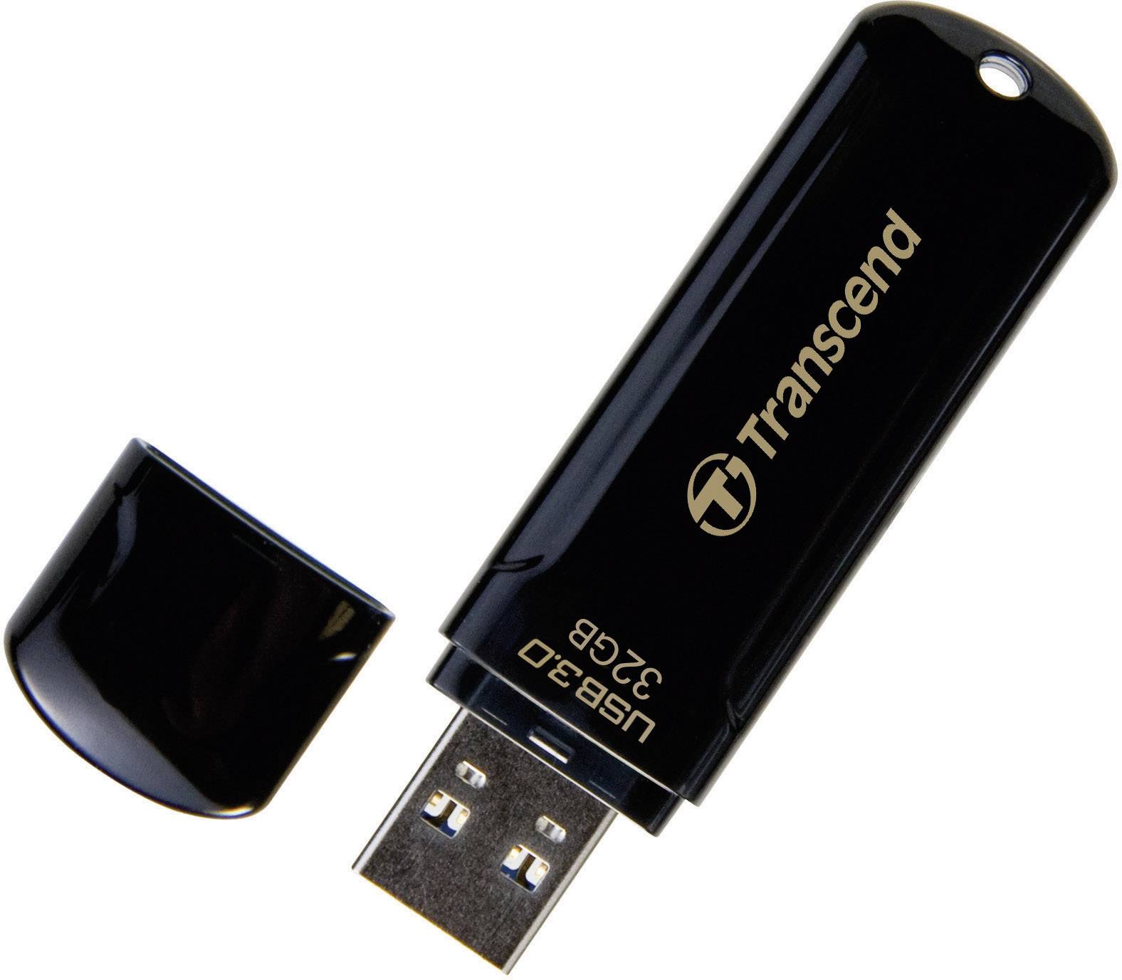 USB-Stick mit abgenommener Kappe, Marke 'Transcend', Kapazität 32 GB, USB 3.0.