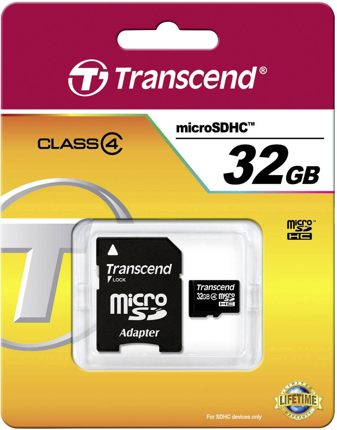Transcend Standard microSDHC-Karte 32 GB Class 4 inkl. SD-Adapter