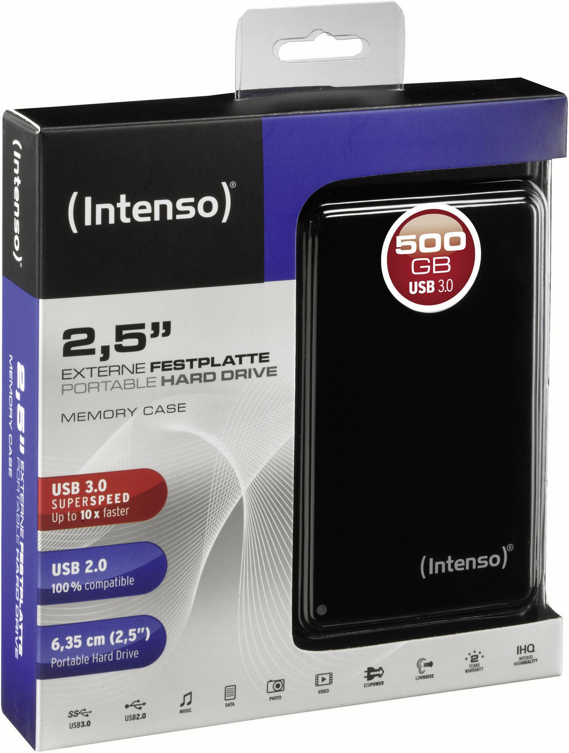 Intenso Memory Case 500GB Externe Festplatte 6.35cm (2.5 Zoll) USB-A (USB 3.2 Gen 1) Schwarz 6021530