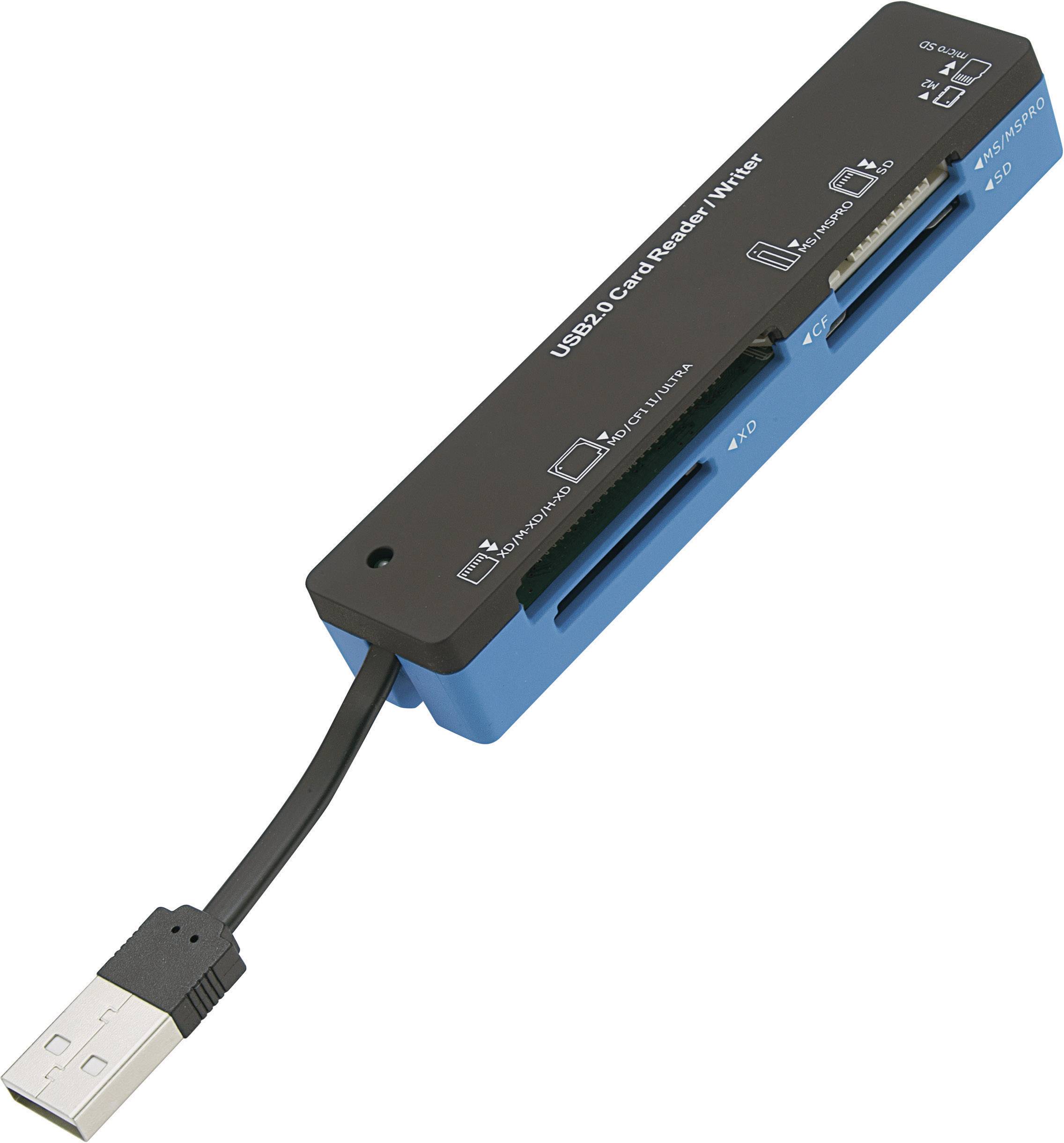 Externer Speicherkartenleser USB 2.0 Blau, Schwarz