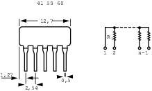 416070 Widerstandsnetzwerk 470 kΩ radial bedrahtet SIP-4+1 0.125 W 1 St.