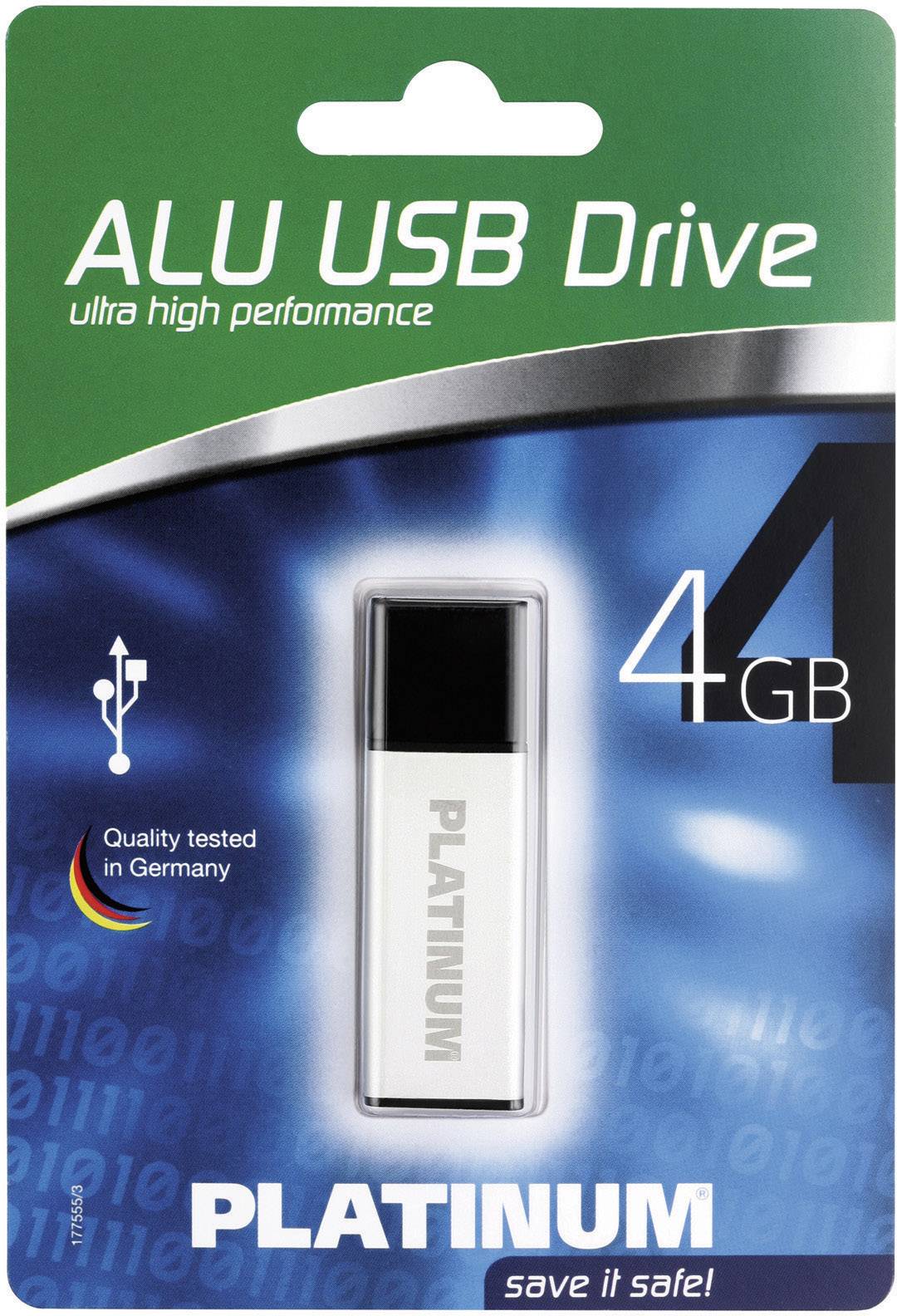 Platinum ALU USB-Stick 4GB Silber 177555 USB 2.0
