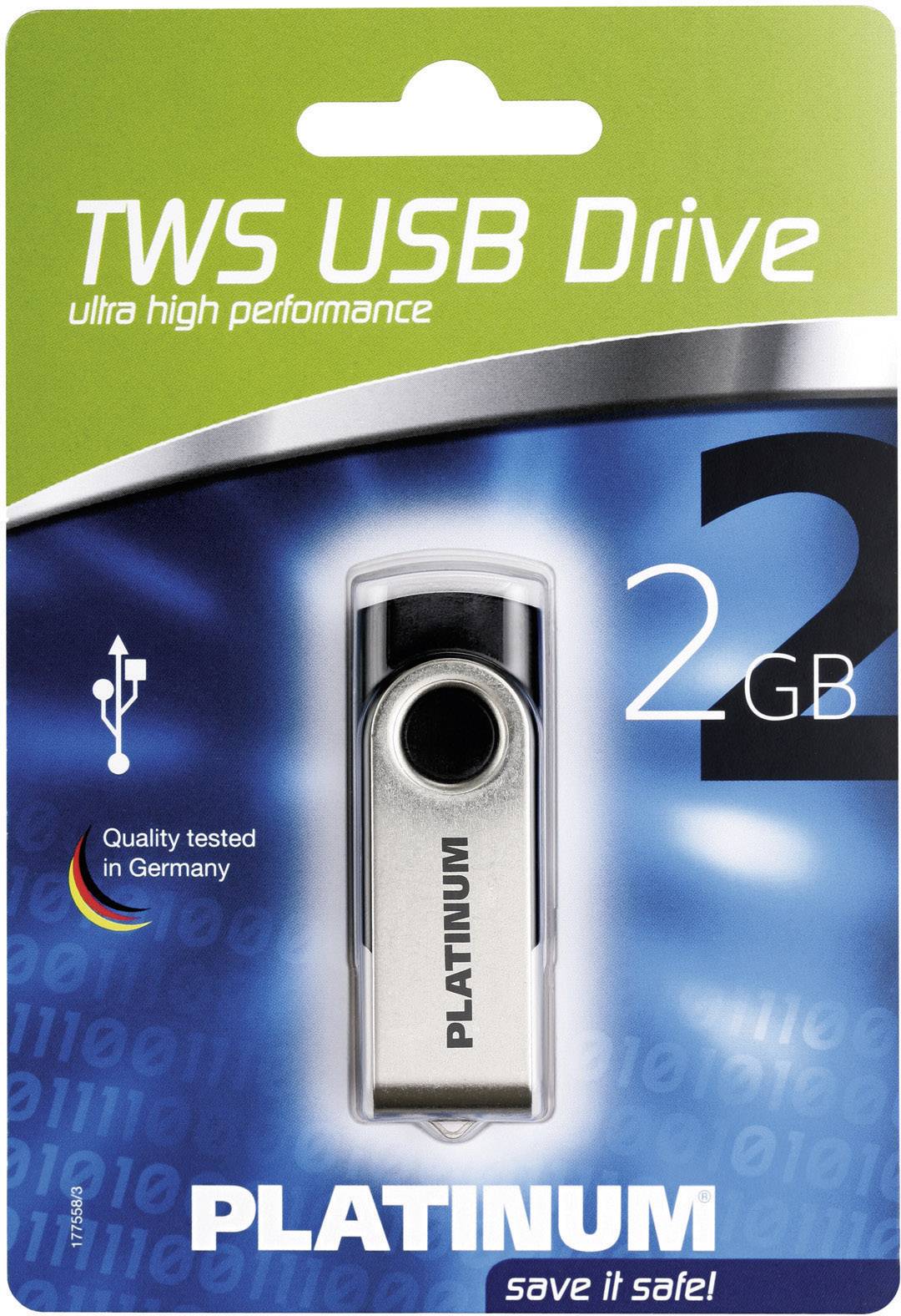 Platinum TWS USB-Stick 2 GB Schwarz 177558-3 USB-A (USB 2.0)