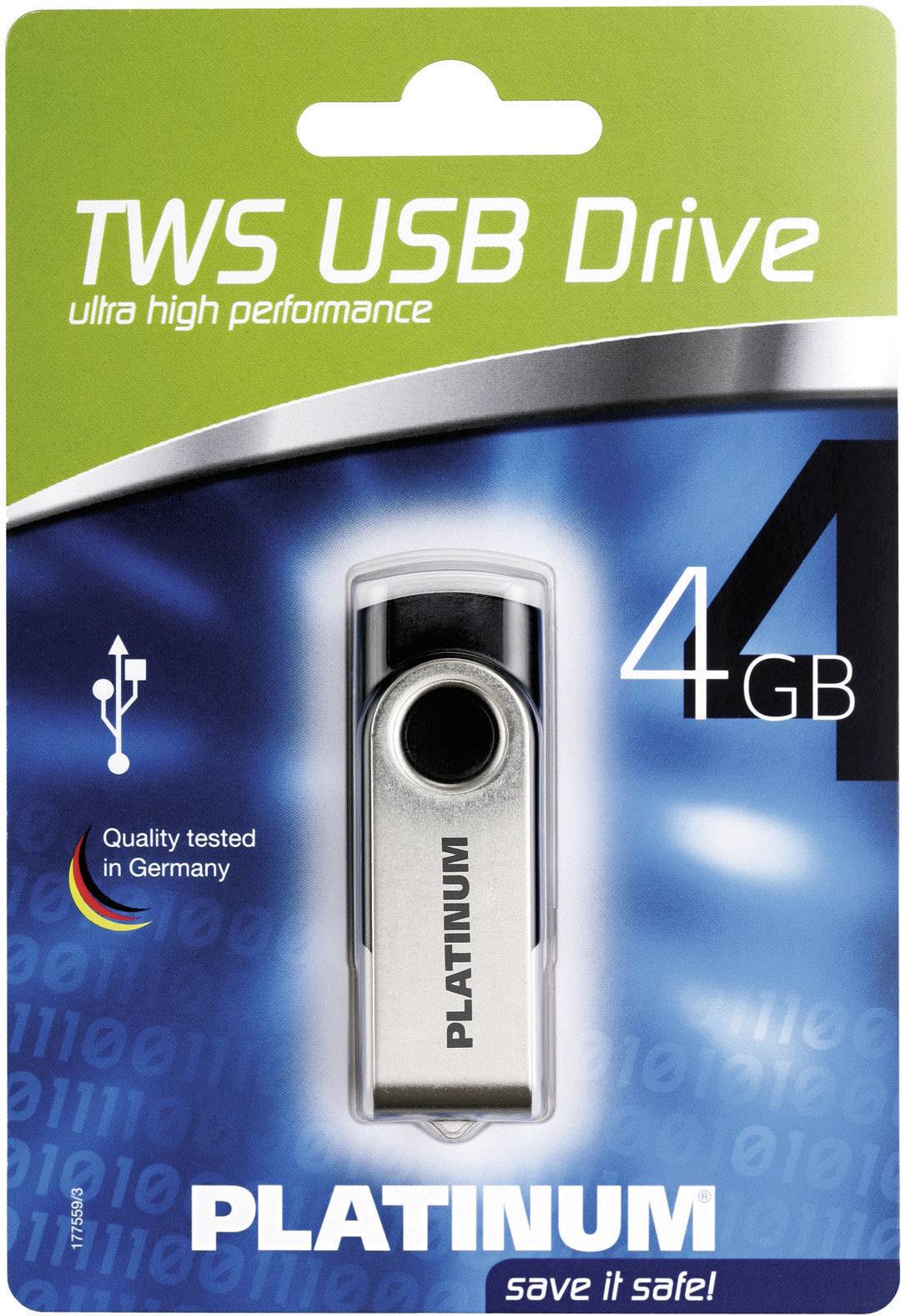 Platinum TWS USB-Stick 4GB Schwarz 177559-3 USB-A (USB 2.0)