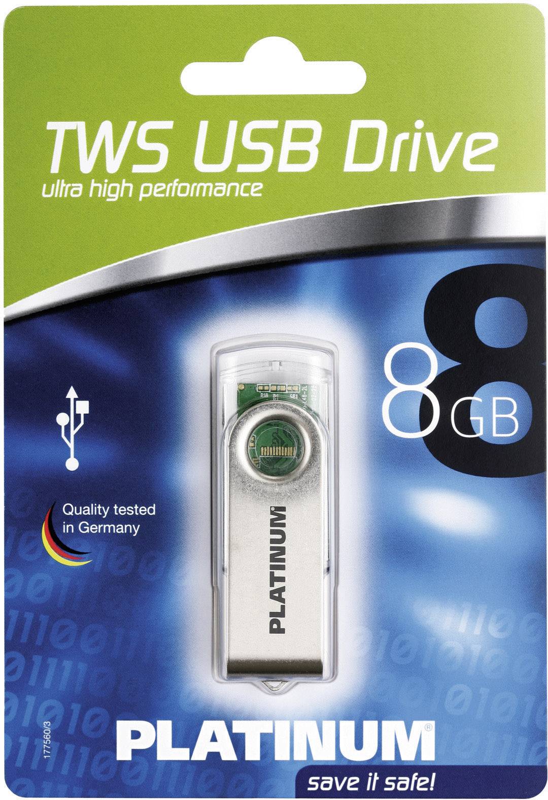 Platinum TWS USB-Stick 8 GB Transparent 177468 USB-A (USB 2.0)