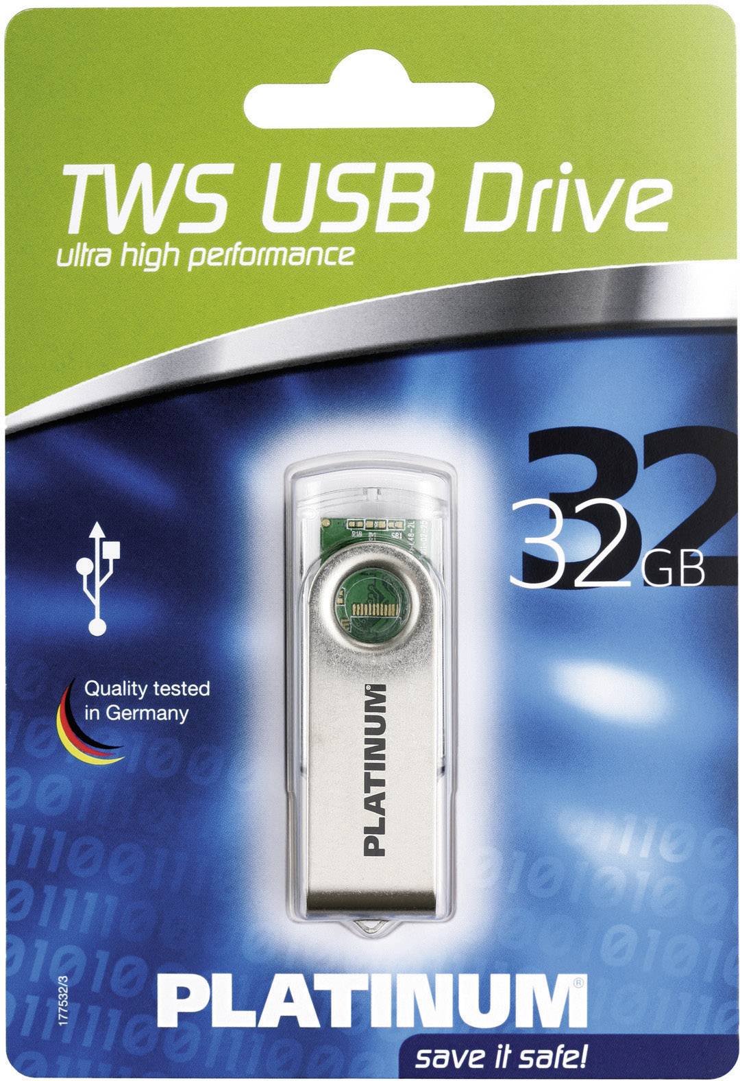 Platinum TWS USB-Stick 32 GB Transparent 177524 USB-A (USB 2.0)