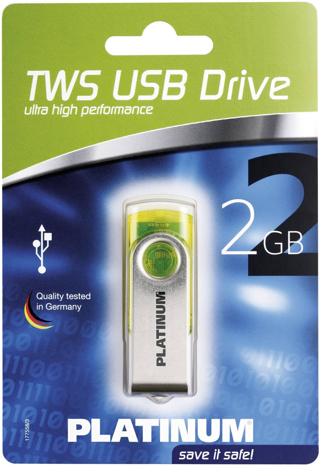 Platinum TWS USB-Stick 2 GB Gelb 177470 USB-A (USB 2.0)