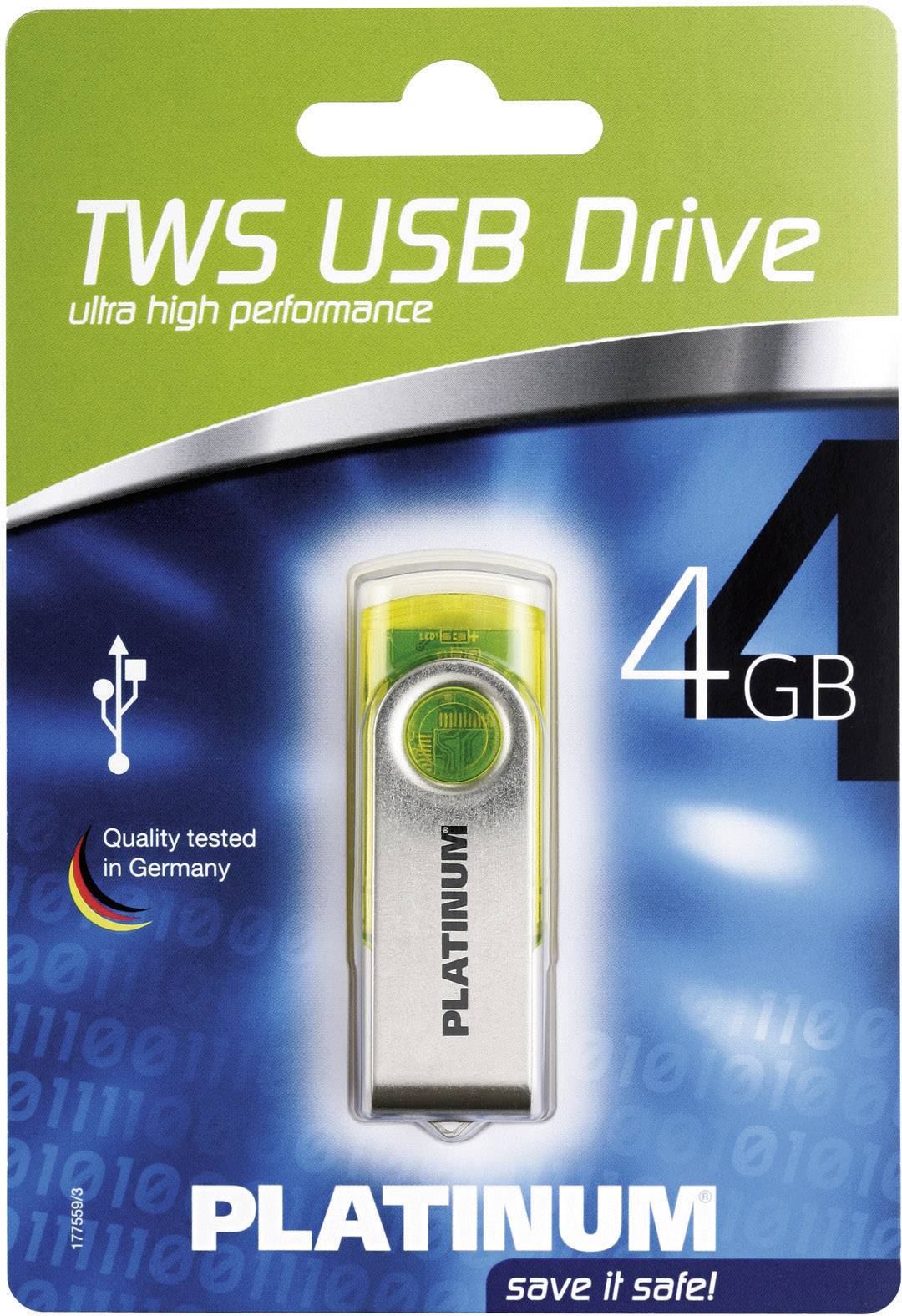 Platinum TWS USB-Stick 4 GB Gelb 177471 USB-A (USB 2.0)