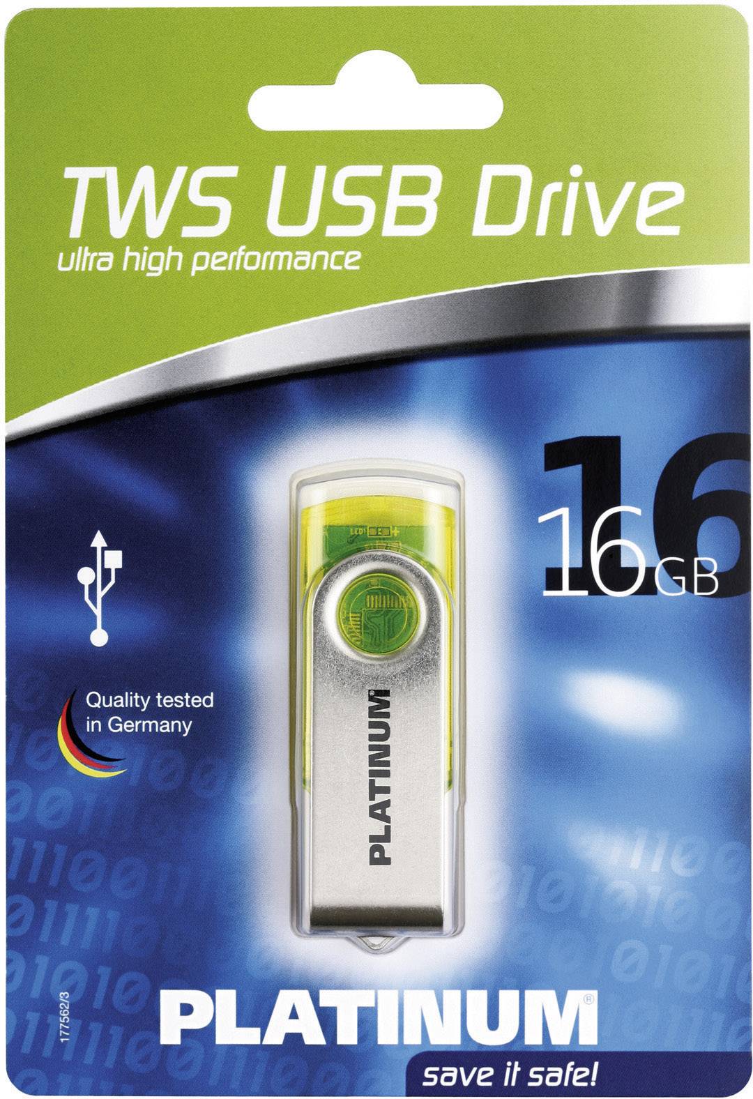Platinum TWS USB-Stick 16 GB Gelb 177473 USB-A (USB 2.0)
