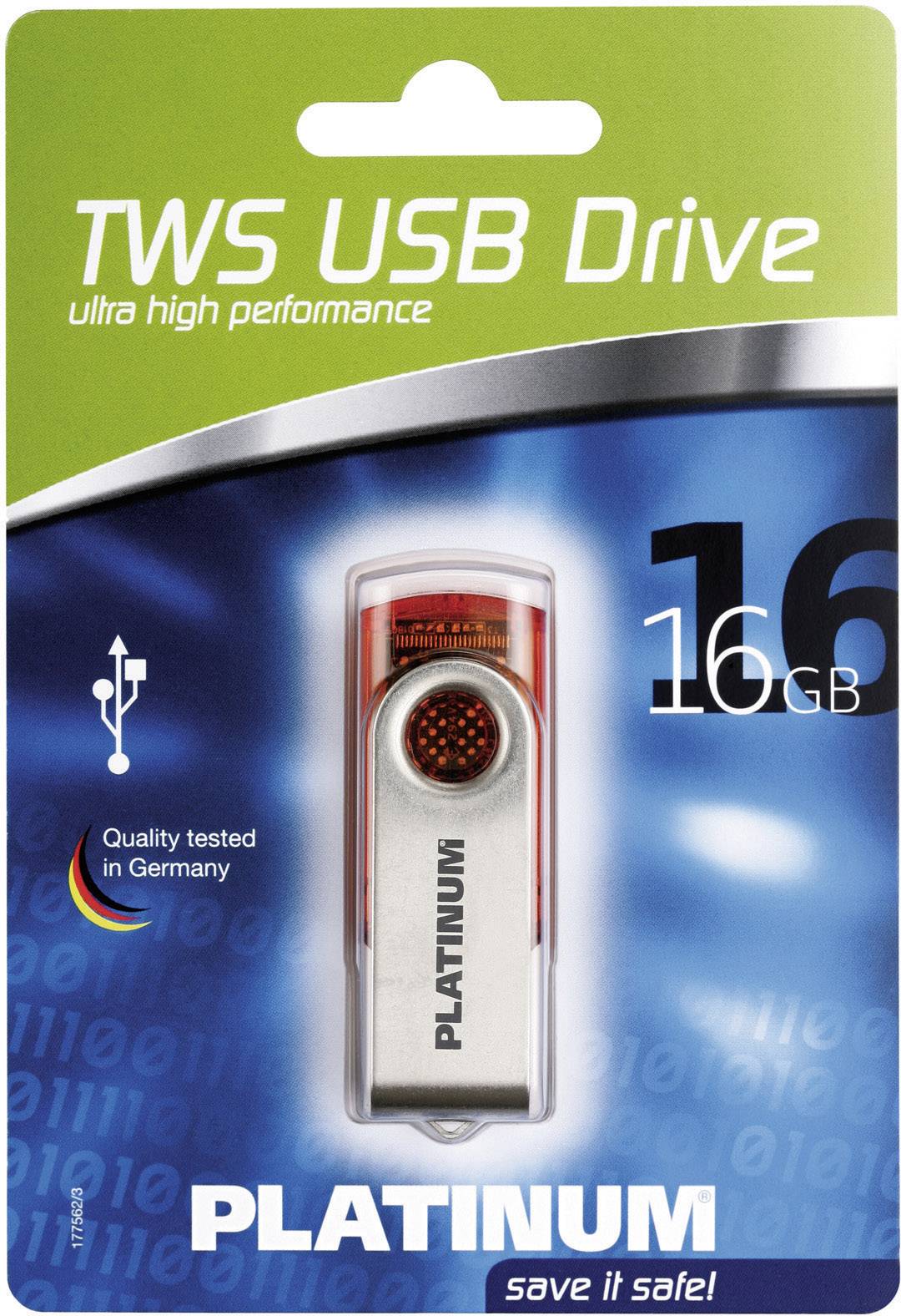 Platinum TWS USB-Stick 16 GB Orange 177477 USB-A (USB 2.0)