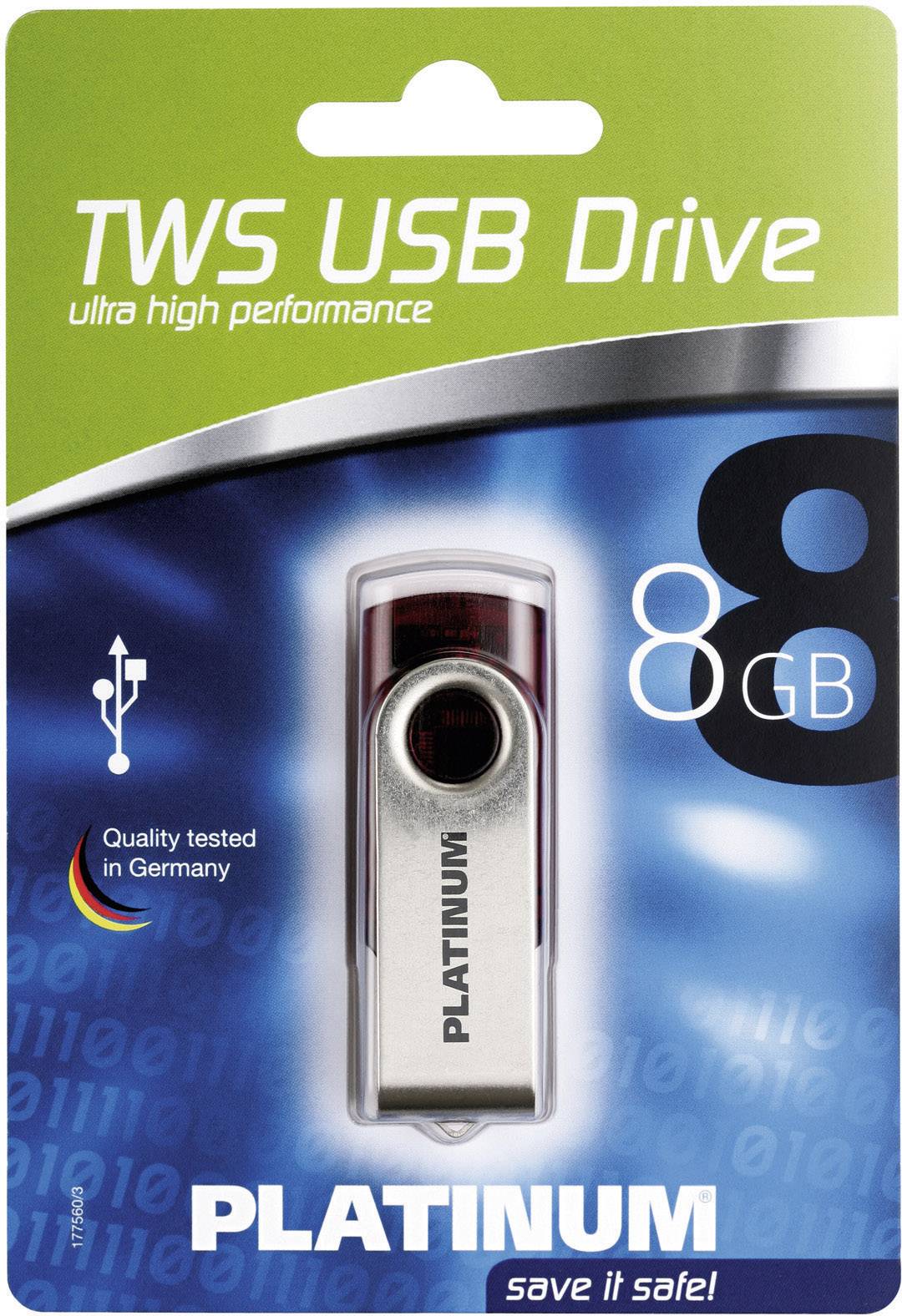 Platinum TWS USB-Stick 8 GB Rot 177480 USB 2.0